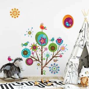 Stickers muraux | Sticker Mural Autocollant - ENFANT ARBRE MULTICOLOR - adhésifs fond transparent