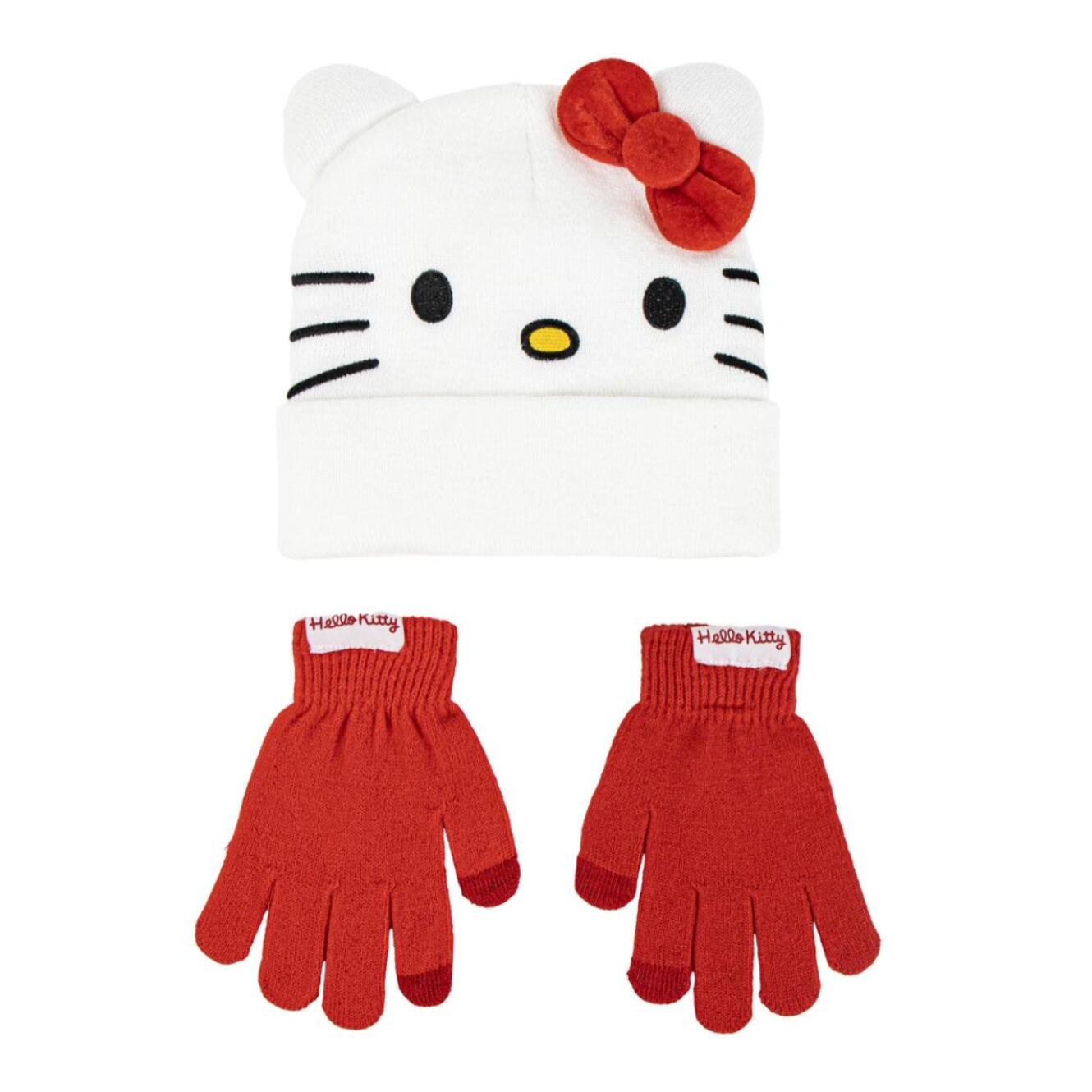 Set gorro y guantes infantil unisex "Hello Kitty"