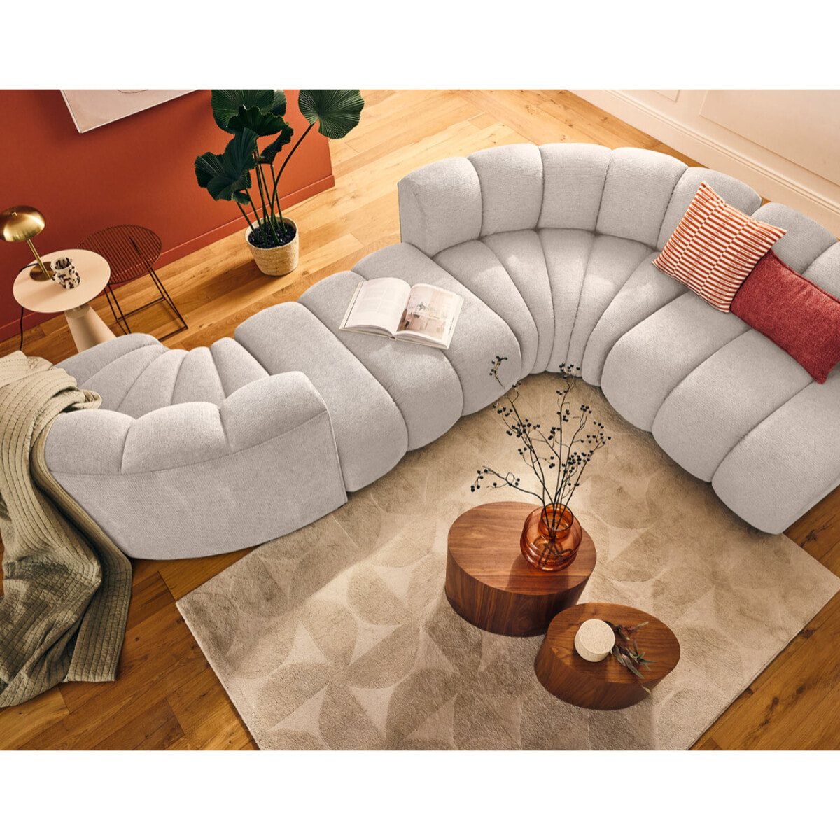 Debbie - module d'angle réversible en tissu texturé - Beige