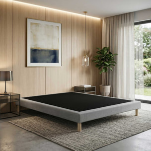 Sommier tapissier à lattes fixes gris, couchage ferme, soutien optimal