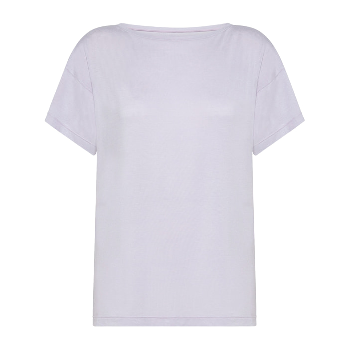 Maglia manica corta scollo barchetta in viscosa sostenibile vestibilità over