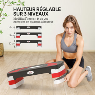 Stepper fitness aerobic - collaboration Aosom.fr x FFHandball - hauteur reglable surface antiderapante - noir gris