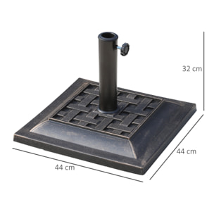 Pied de parasol résine 9 kg - pour mât de Ø 38/48 mm - 44 x 44 x 33 cm - bronze