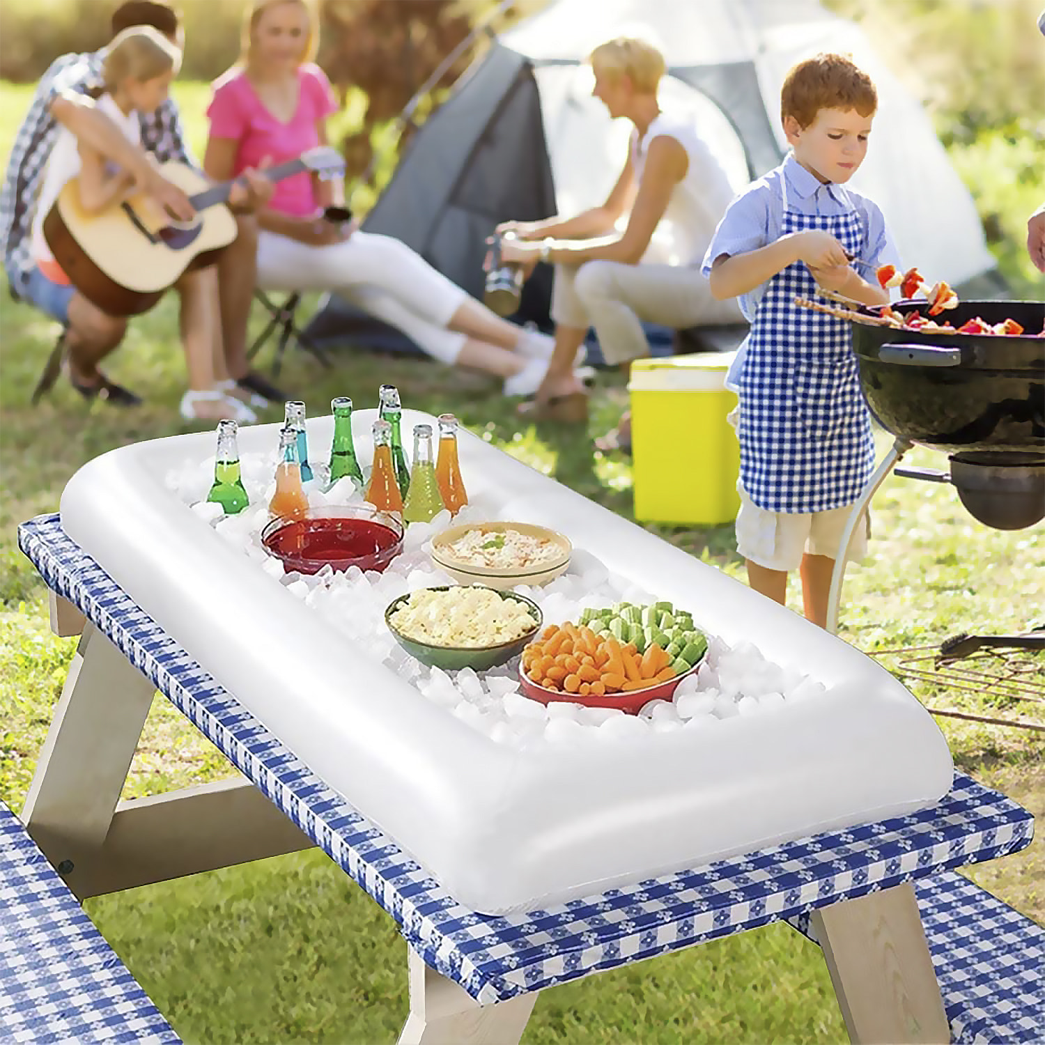 Portabibite gonfiabile con ghiaccio per piscine, laghi, mari e outdoor.