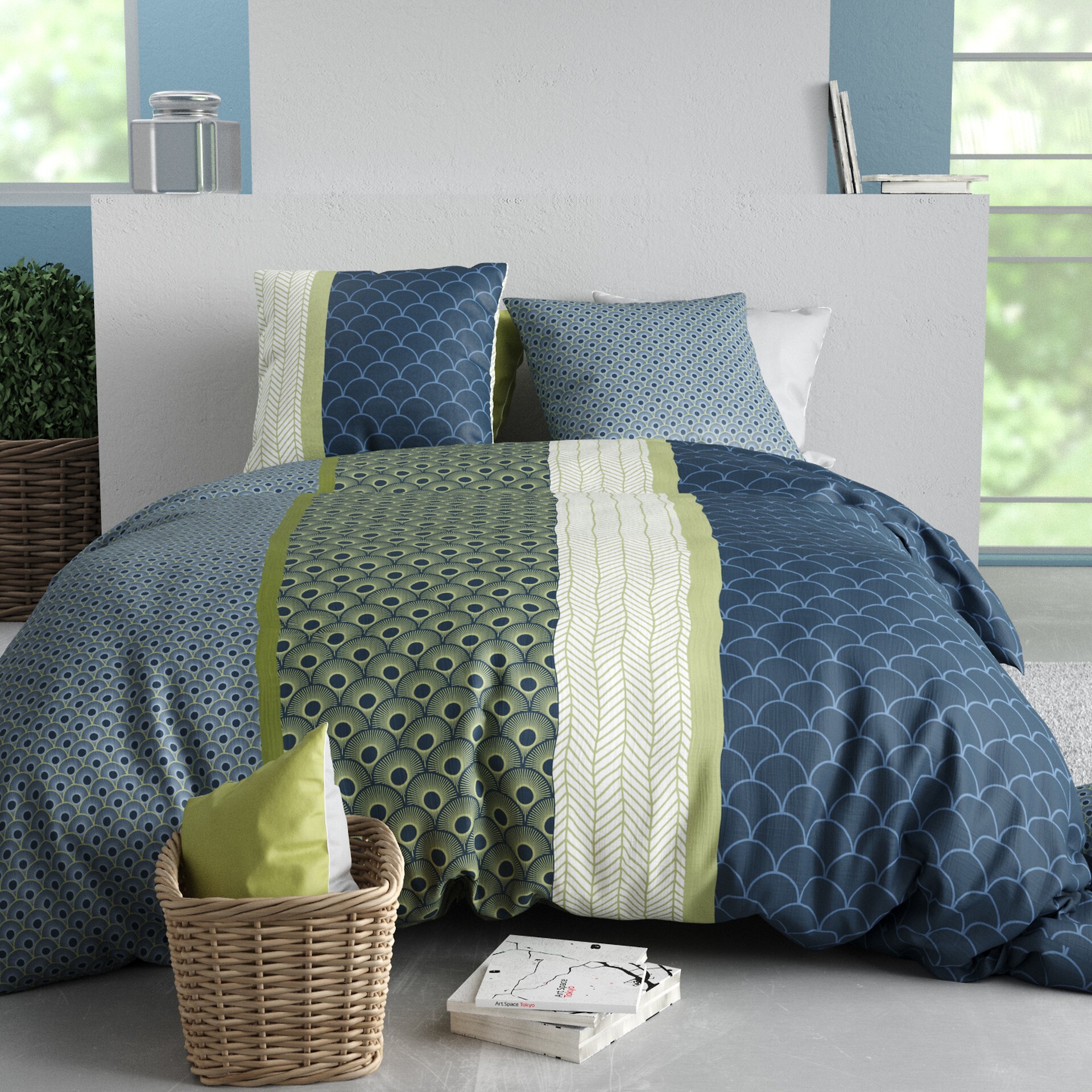 Parure housse de couette imprimée + 2 taies Polo