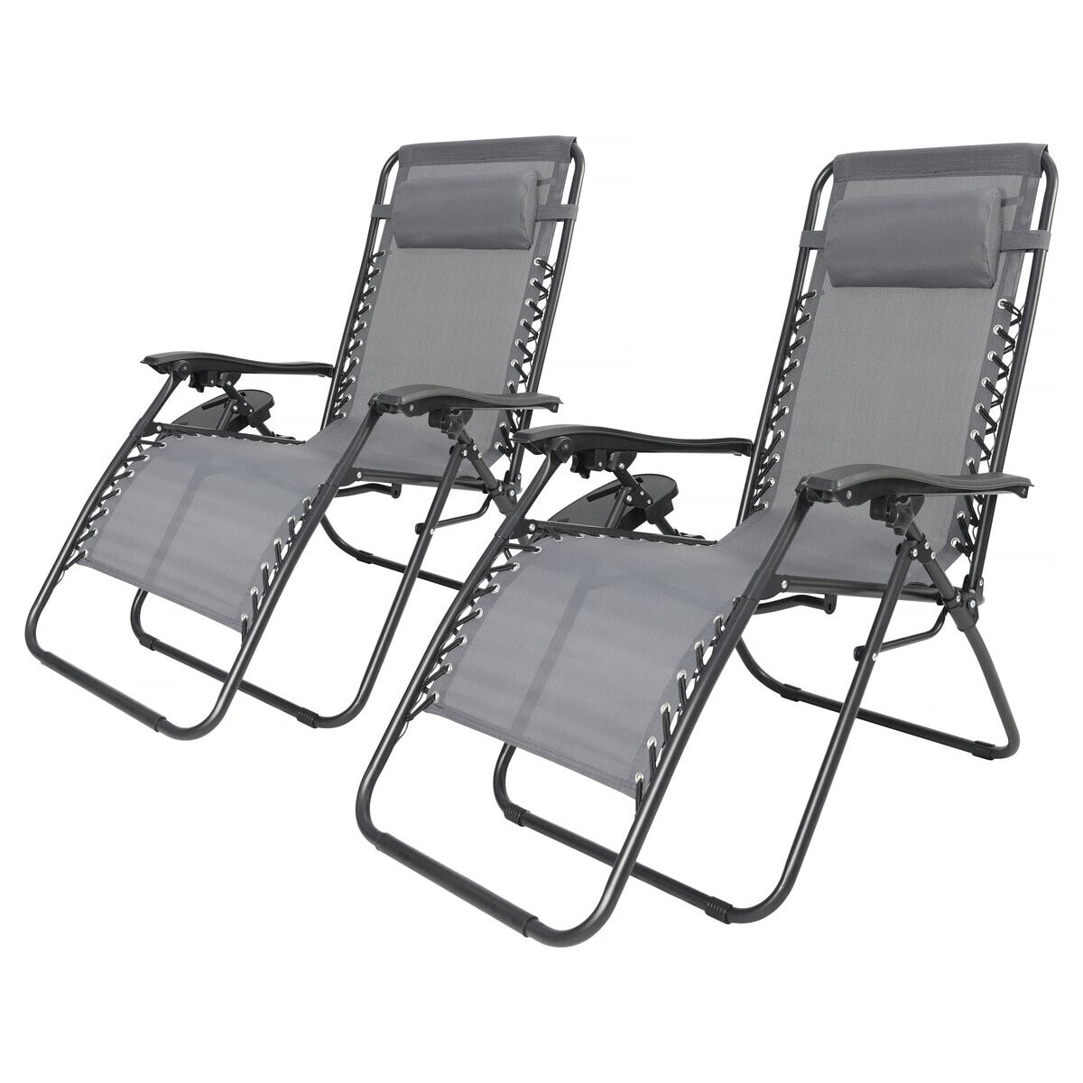 Lot de 2 fauteuils de jardin inclinable zéro gravité "Sintra" - Gris