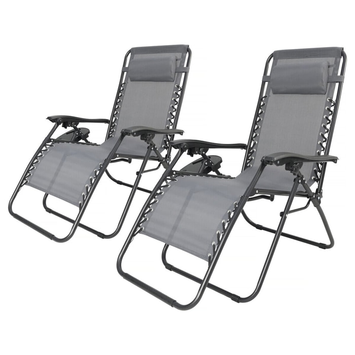 Lot de 2 fauteuils de jardin inclinable zéro gravité "Sintra" - Gris
