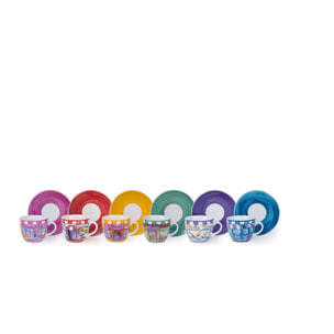 Set 6 Tazzine Caffè con Piattino Excelsa – Shops, Porcellana Multicolore