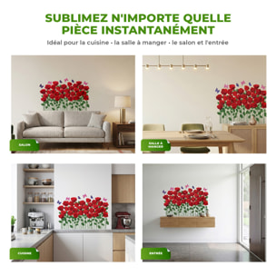 Stickers Muraux décoration adhésifs Jardin de roses rouges