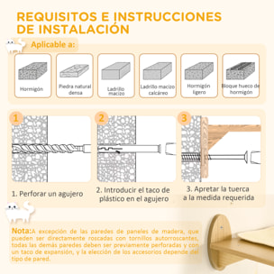 Conjunto para Gatos Juego de Casa para Gatos de 2 Niveles con Cama Superior Cojines Lavables y Estantes para Gatos 3 Piezas de Pared con Hamaca 35x35x81 cm Roble