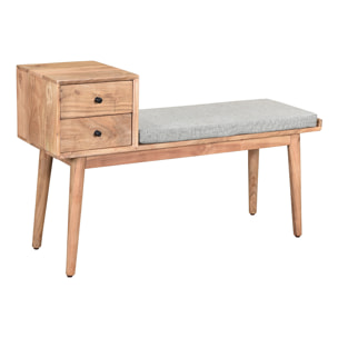 Banc d'entrée avec rangements 2 tiroirs en bois clair massif L110 cm ALTY