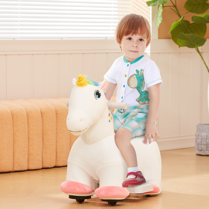 Unicornio Eléctrico para Niños de 18 a 36 Meses Caballo Balancín Eléctrico con Batería 6V y Música Carga 25 kg 69x34x53 cm Blanco