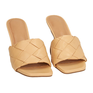 Mules beige, tacco 8 cm