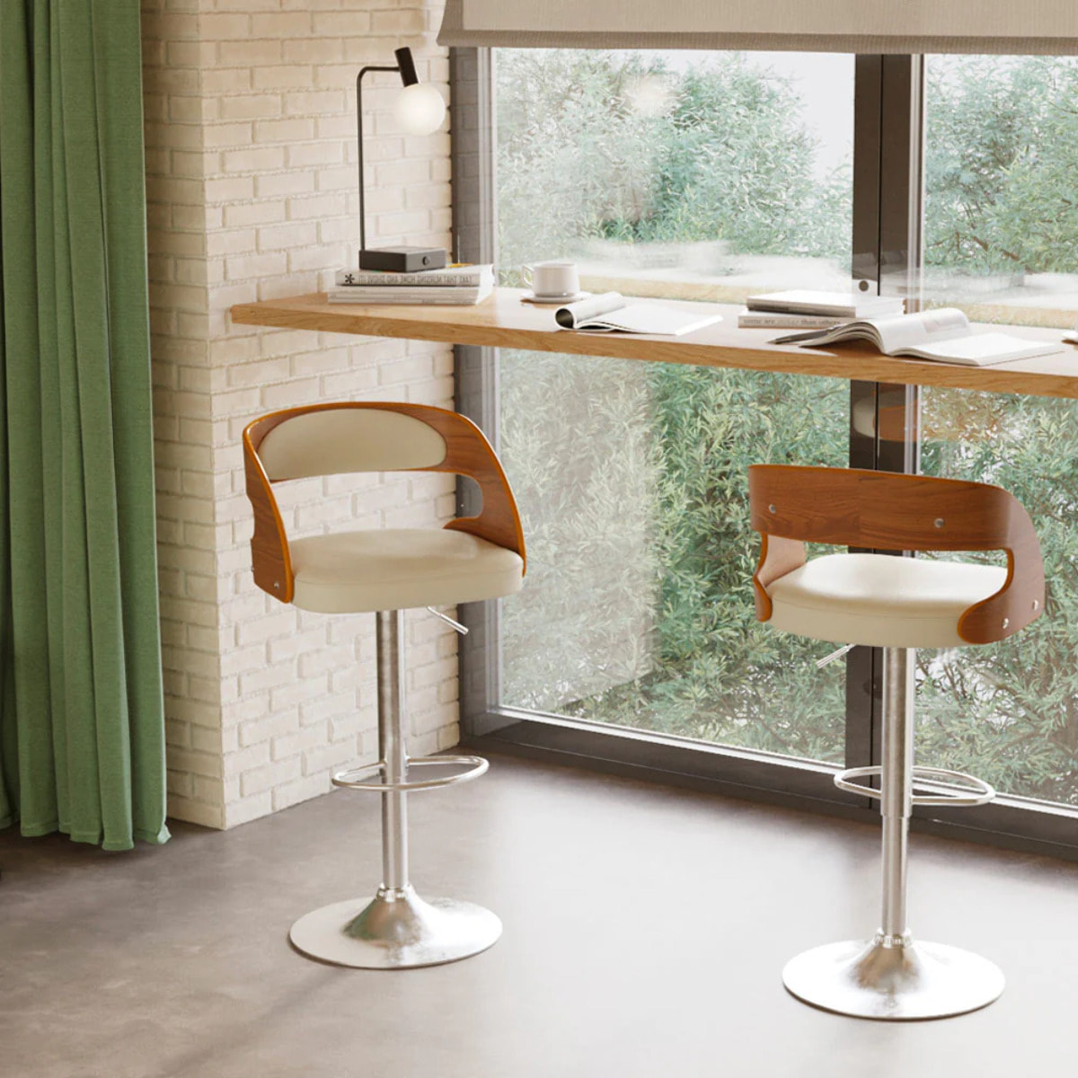 Chaise de bar réglable 62/84 cm en cuir synthétique blanc - Louis