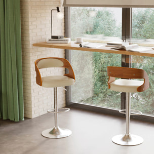 Chaise de bar réglable 62/84 cm en cuir synthétique blanc - Louis