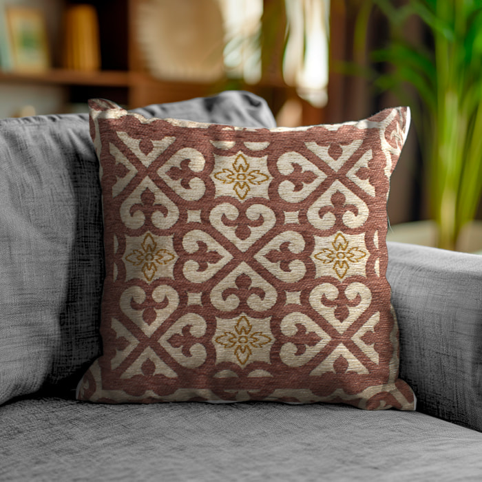 COPPIA CUSCINI ARREDO JACQUARD SFODERABILI 50X50 CM ARABIC PRUGNA