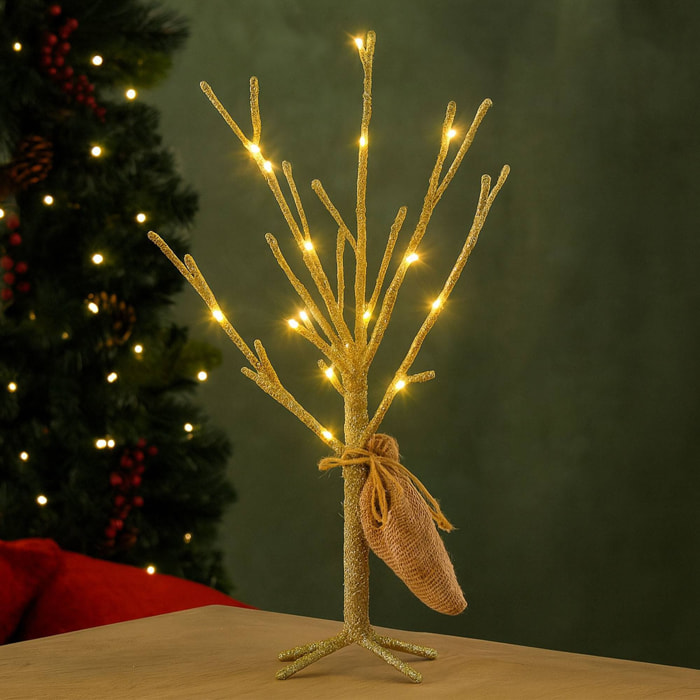 Árbol 6x40cm con 30 luces led en color oro