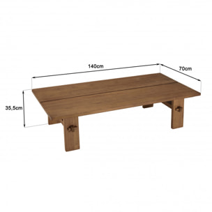 ALIDA - Table basse rectangulaire 140x70cm en bois de teck recyclé