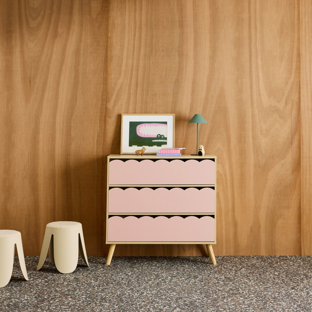 Commode enfant décor bois 3 tiroirs AZUR