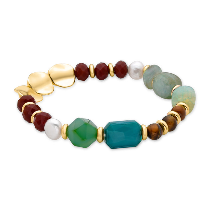 Pulsera de Cristal Multicolor acabada en oro amarillo de 18K