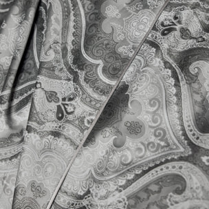 Housse de couette imprimée en satin de coton bio, SHALIMAR, Gris Meteore