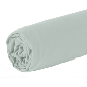 Drap housse 2 pers uni en coton et bambou - vert