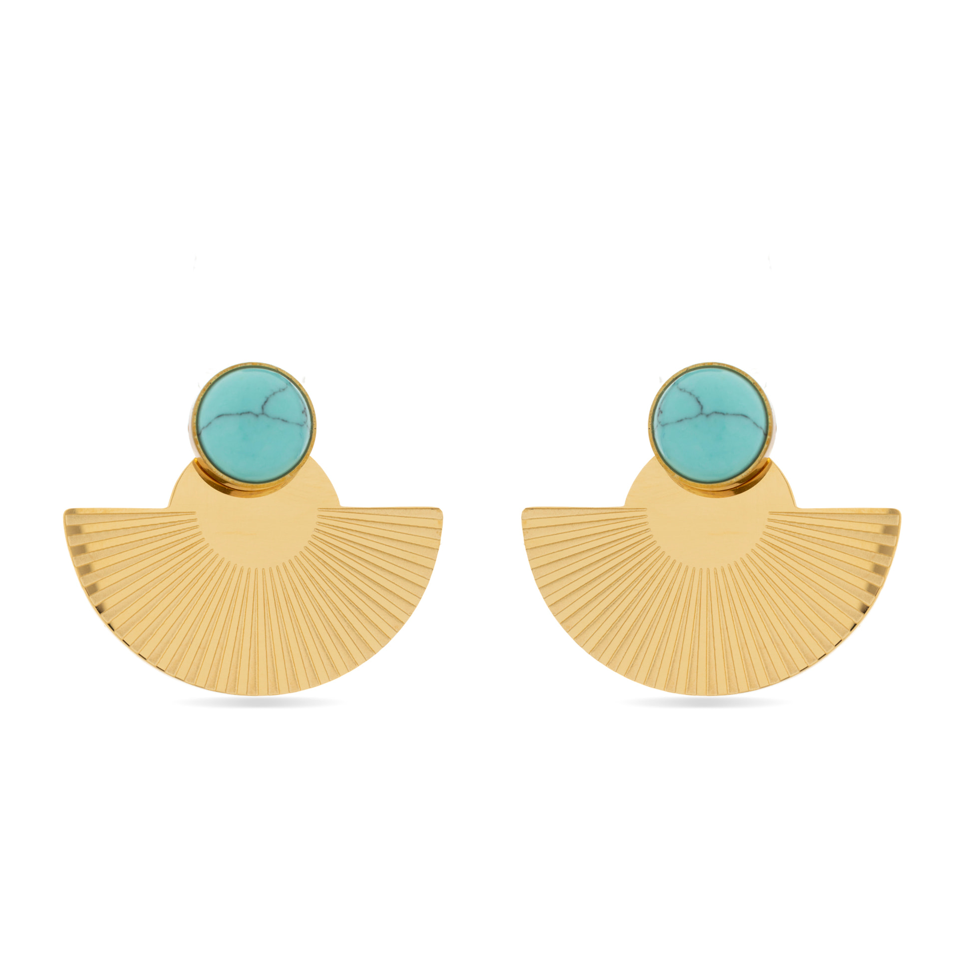 Pendientes de Turquesa acabados en oro amarillo de 18K- Ria