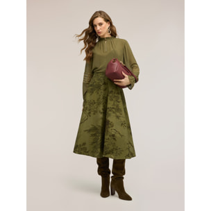 Motivi - Gonna midi a ruota con fantasia botanica - Verde militare