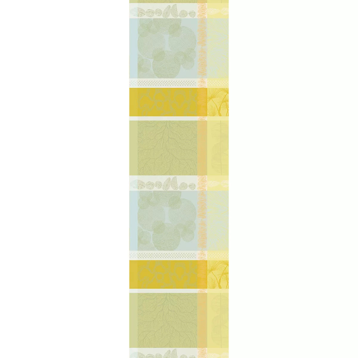 Chemin de table pur coton motif jacquard jaune vert Mille lieues aube
