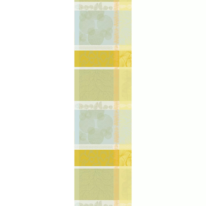 Chemin de table pur coton motif jacquard jaune vert Mille lieues aube