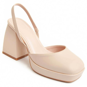 Zapato de tacón - Beige - Altura: 10 cm