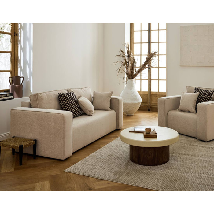 Topaze - canapé droit 2 places - en tissu - Beige