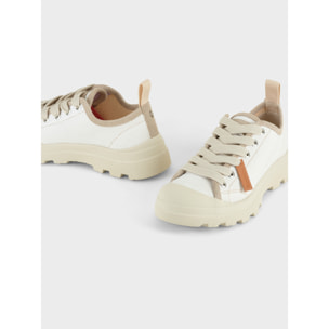 ZAPATO CON CORDONES MUJER P03 LINO Y ANTE BLANCO