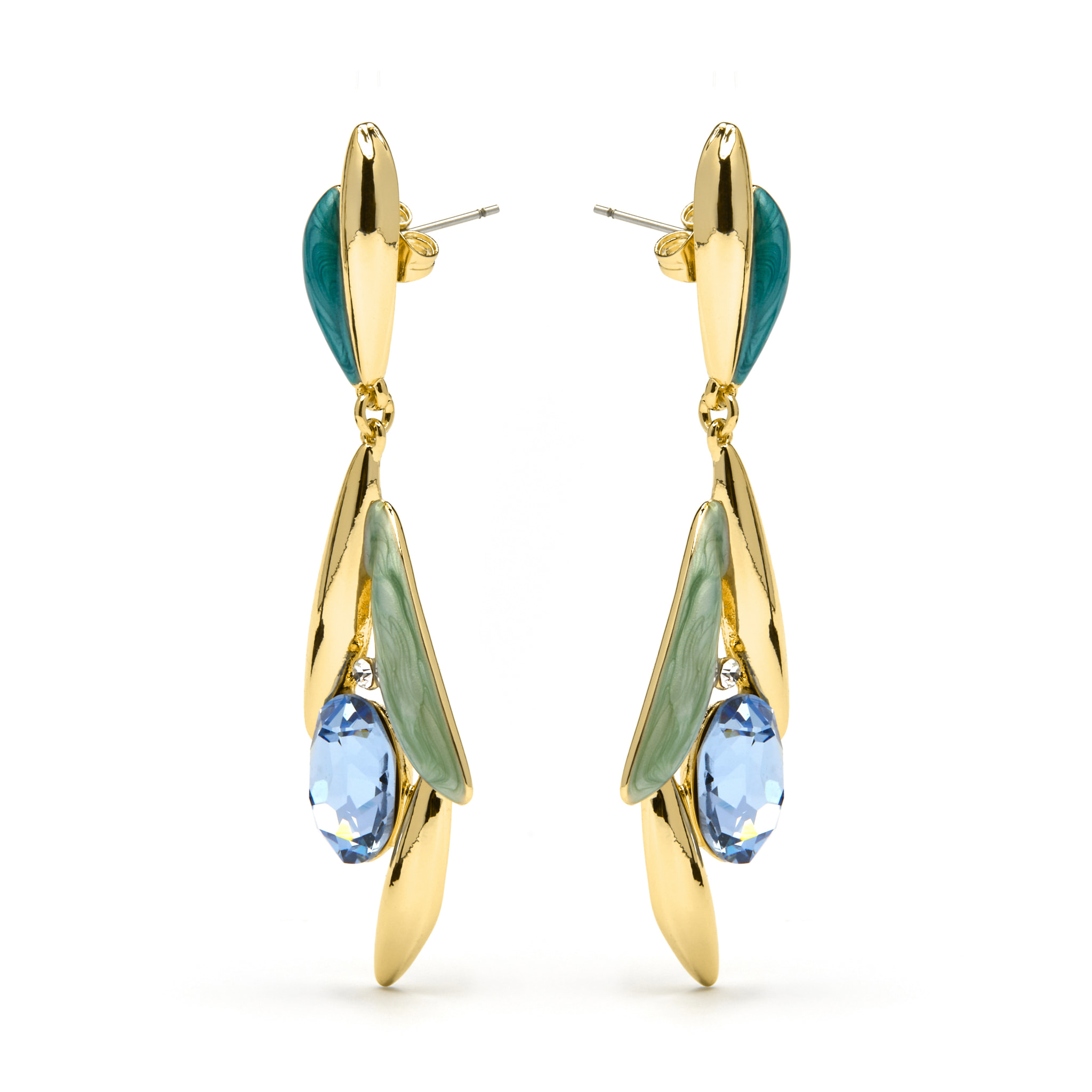 Pendientes de Circonita Topacio Azul acabados en oro amarillo de 18k