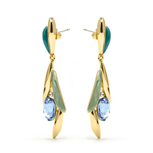 Pendientes de Circonita Topacio Azul acabados en oro amarillo de 18k