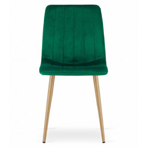 Set di 2 sedie LAVA in velluto verde smeraldo con gambe effetto legno