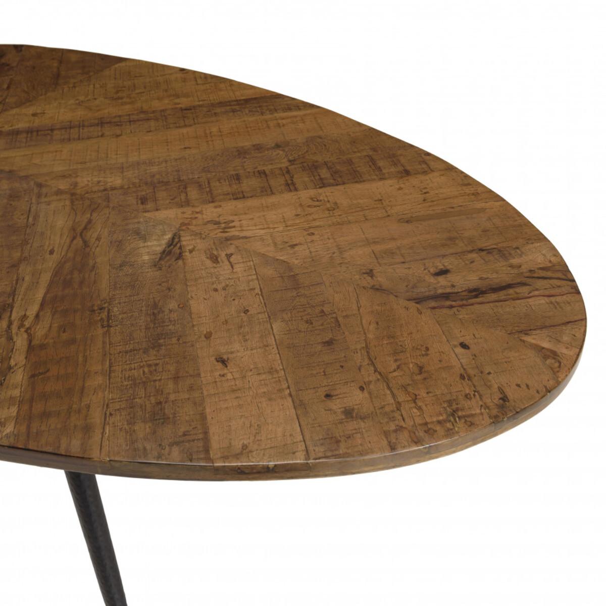 KIARA - Table à manger ovale 240x110cm plateau chevrons