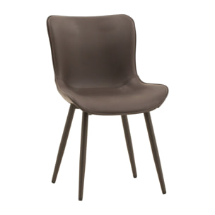 Set di 2 sedie KUDI CHIN in similpelle marrone e gambe in metallo marroni