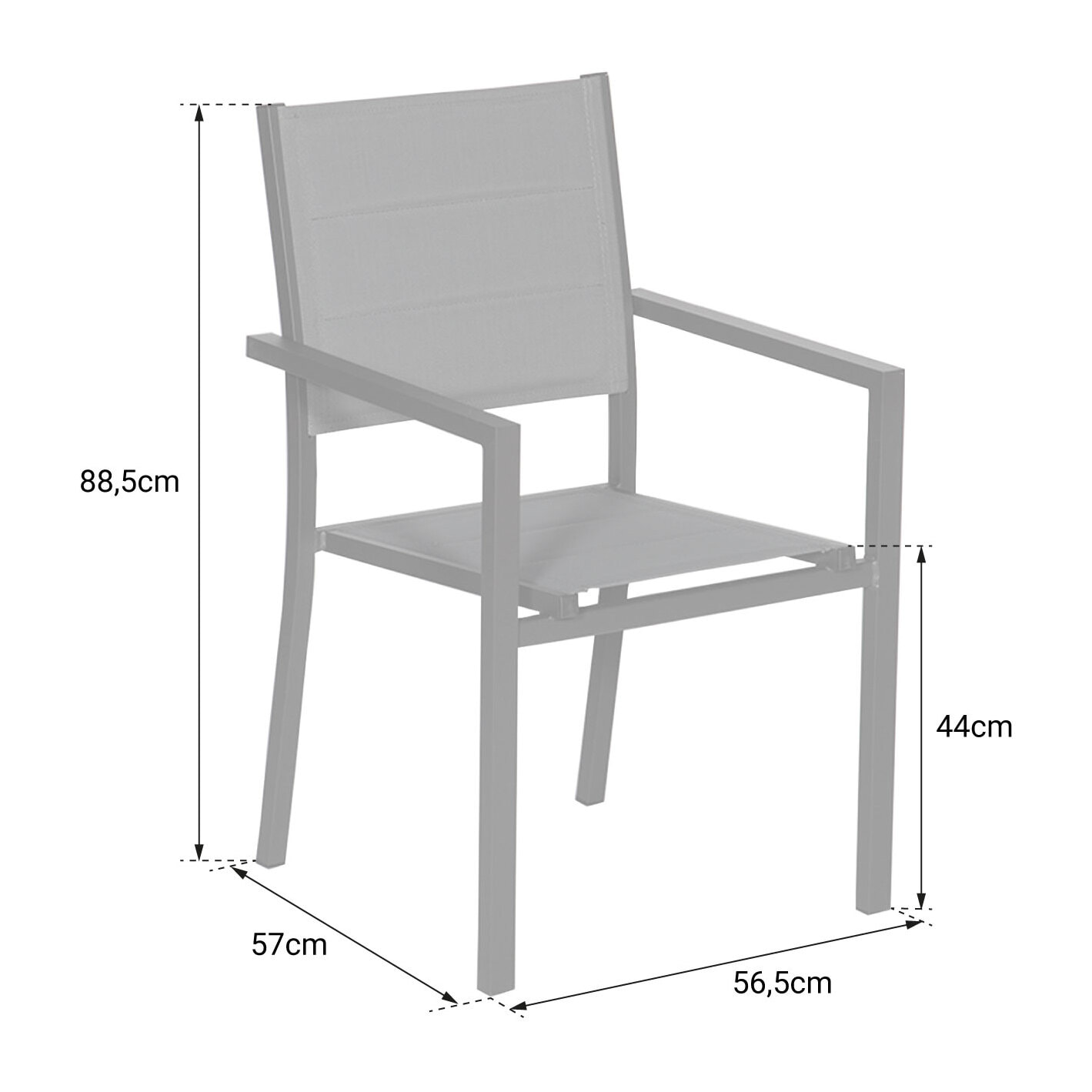 Lot de 4 chaises rembourrées en aluminium anthracite - textilène gris