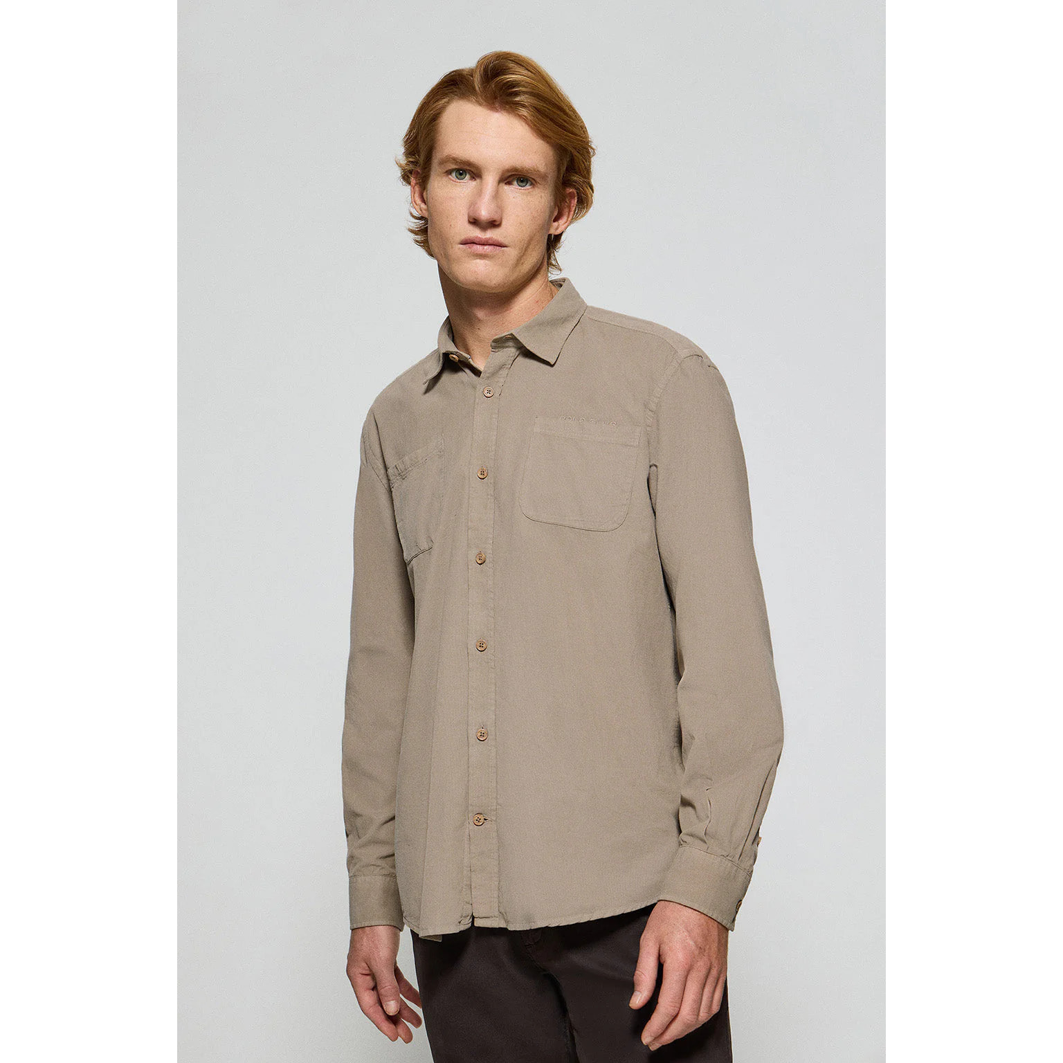 Camicia con tasche Massachusetts cammello con ricamo Polo Club
