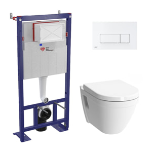 Pack WC bâti-autoportant + Cuvette Vitra S50 + Abattant softclose + Plaque blanche (SMART-S50-4)