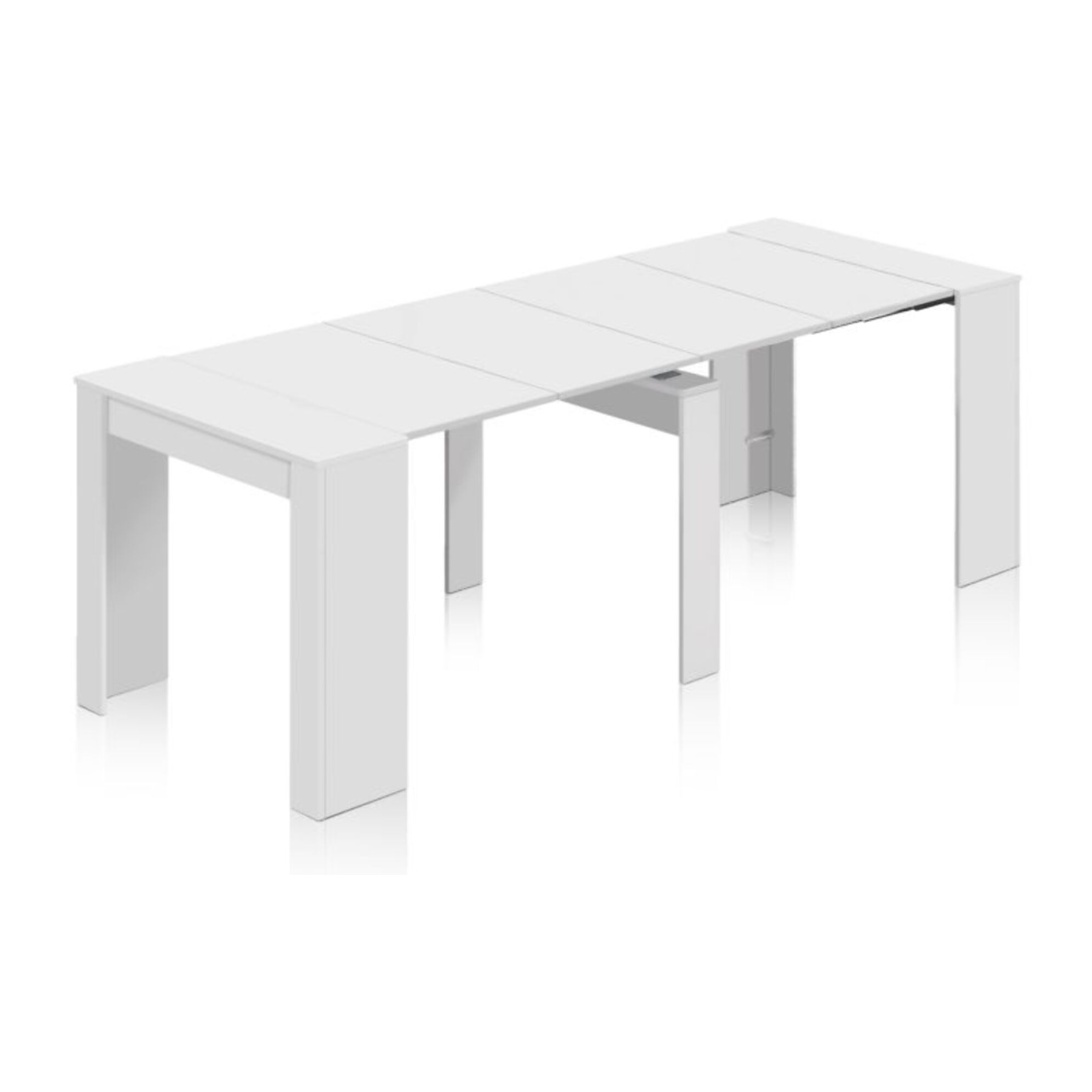 Mesa consola extensible Denis en blanco brillo 50-235 cm Blanco