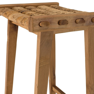 SIXTINE - Tabouret haut assise en tissage naturel