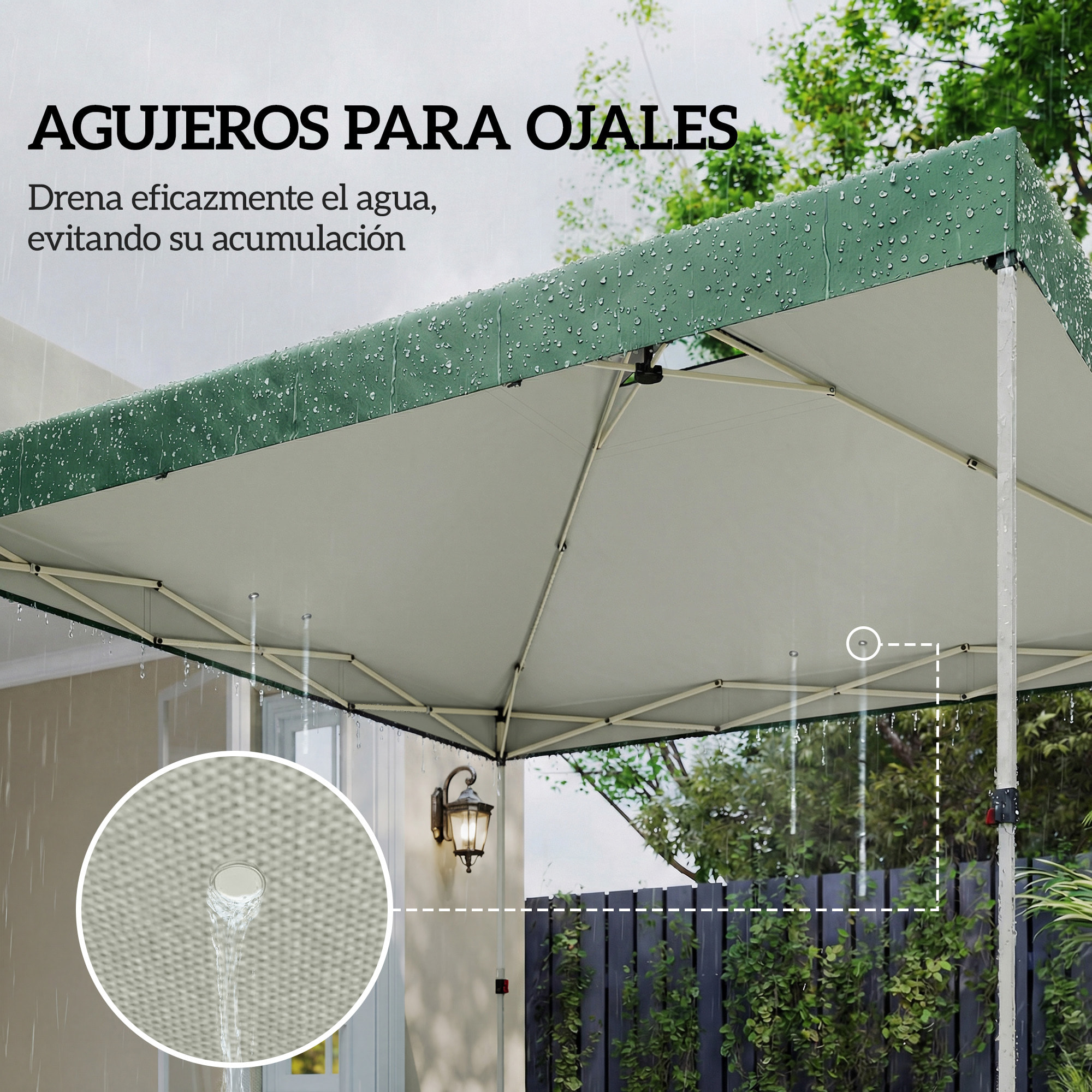 Toldo de Pérgola de Recambio 3x3 m Techo de Repuesto para Carpa Plegable de Jardín de Tela Oxford 210D con 8 Orificios de Drenaje y Doble Ventilación Protección UV 50+ SOLO TOLDO Verde
