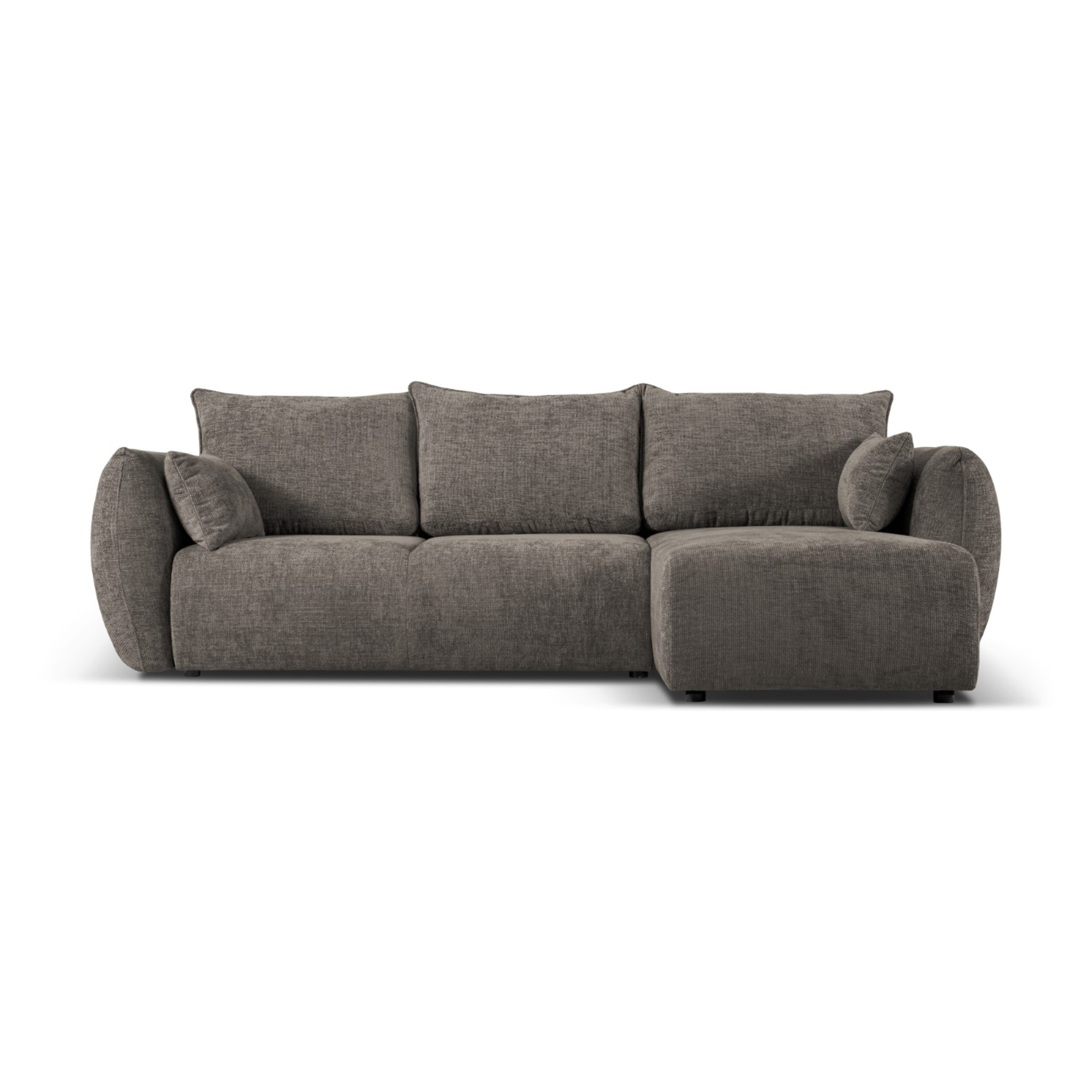 Canapé d'angle droit convertible avec coffre de rangement "Matera" 4 places en chenille gris