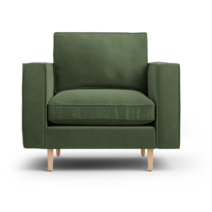 Fauteuil "Alexis" en velours côtelé vert