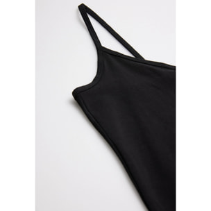 Maglietta nera in cotone con spalline sottili