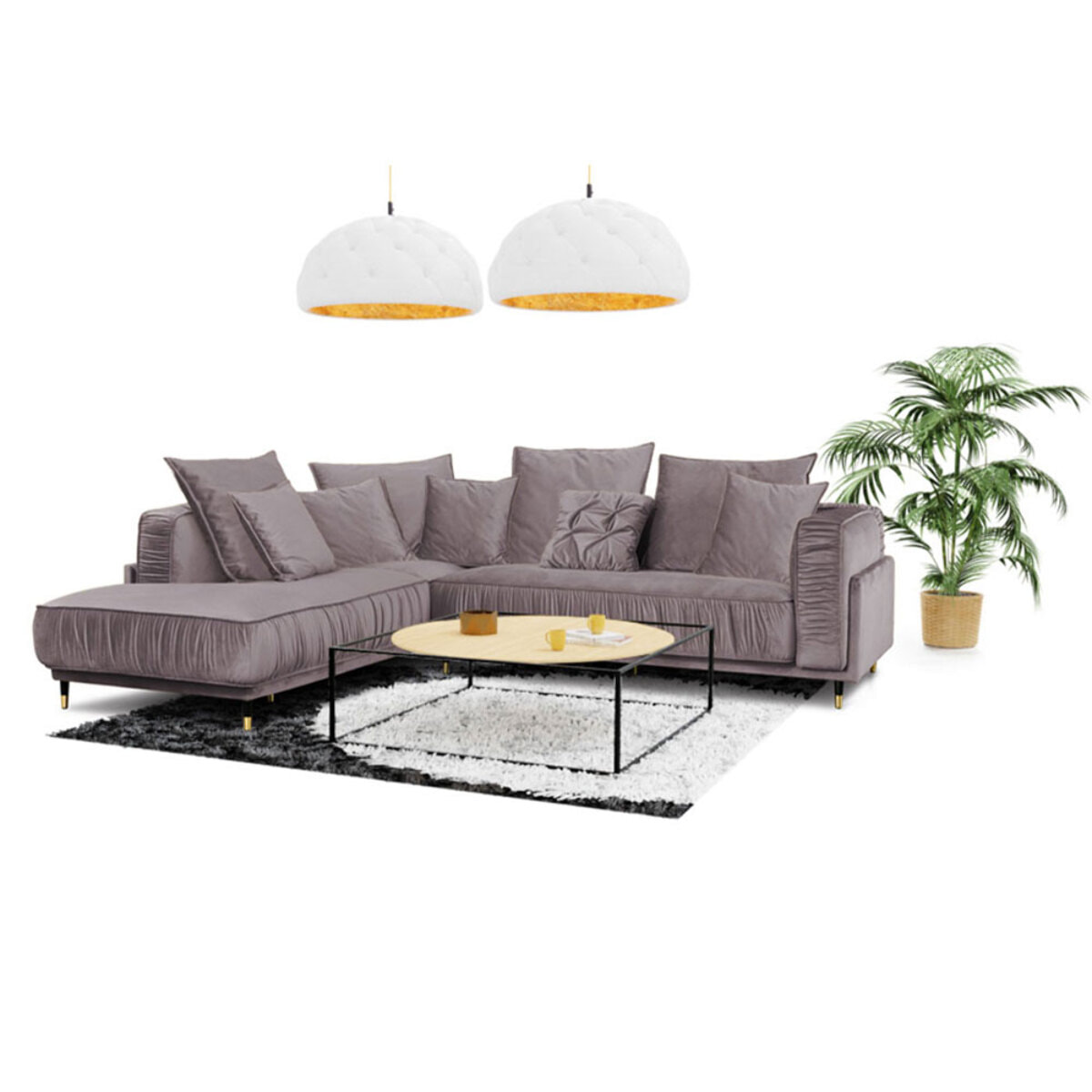 Canapé Velours Angle gauche Fiorenzo - 4 Places