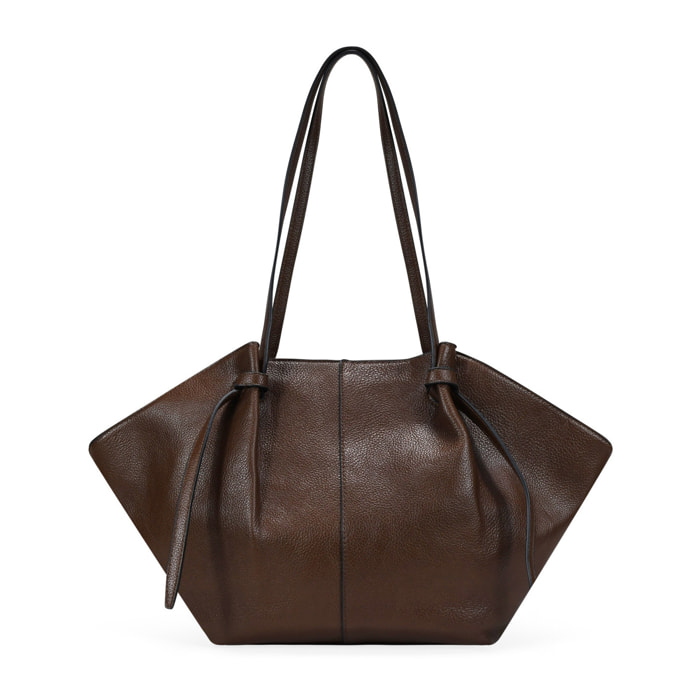 Bolso de hombro marrón con cremallera