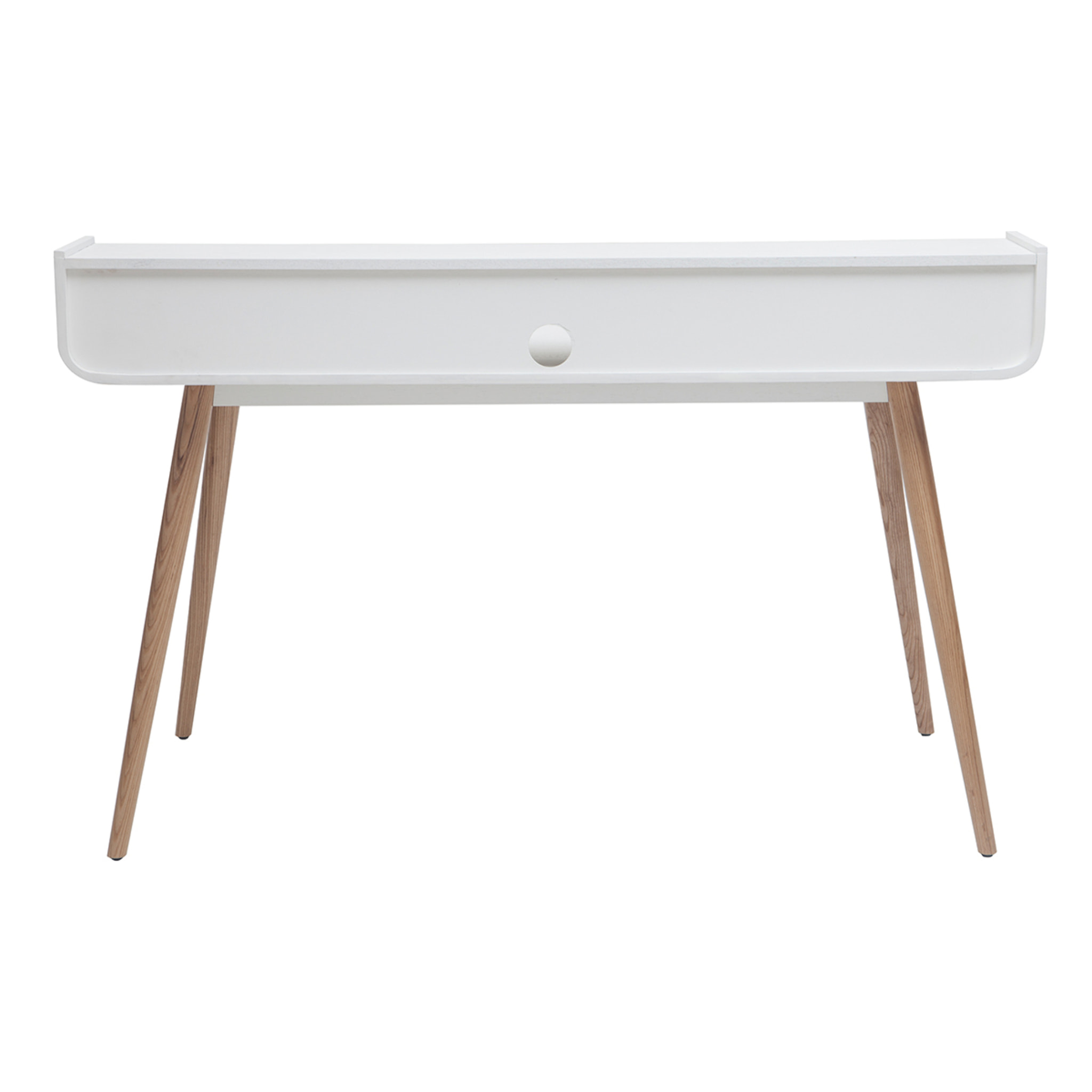 Bureau avec rangements scandinave blanc et bois clair L140 cm OPUS